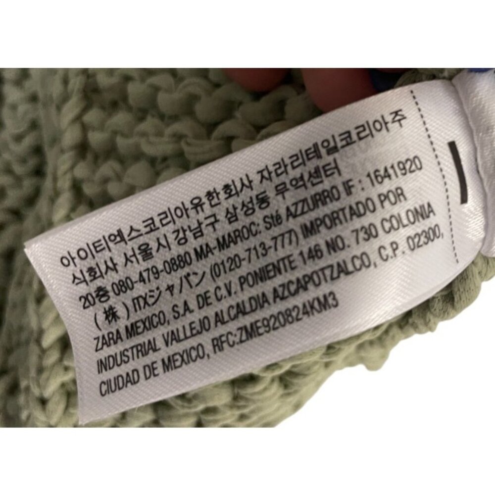 Zara Women Knit Sweater Cardigan Chunky S Small Green flower button 3920/237 NWT - Picture 12 of 16